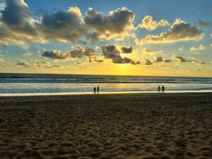 Sunset over Legian Beach in Bali, across the road from Padma Resort Legian